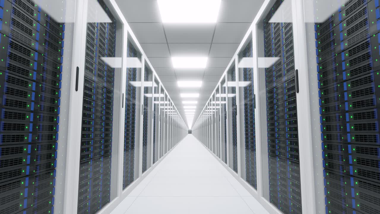 Server room in data center, infinite loop