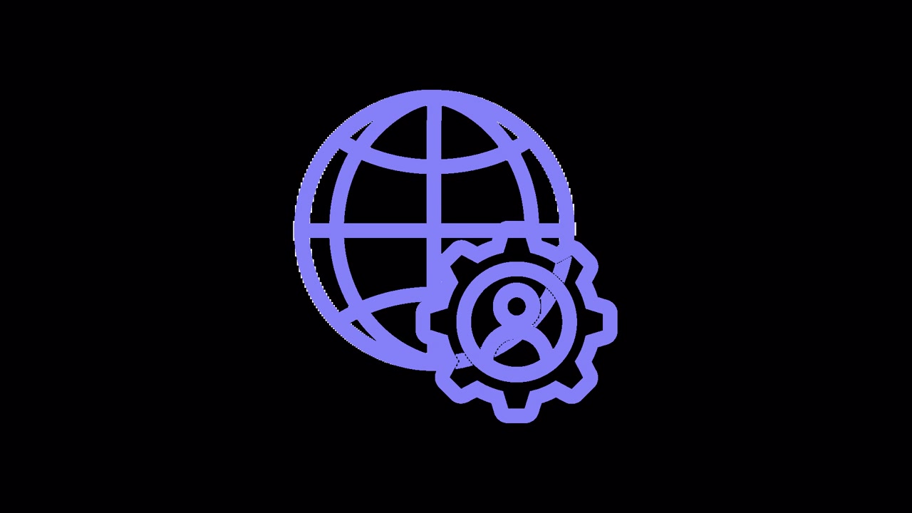 Globo animado con engranaje giratorio e icono de usuario
