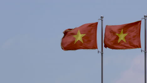 4k video of national flags of vietnam with a flag of communist party of vietnam or cpv