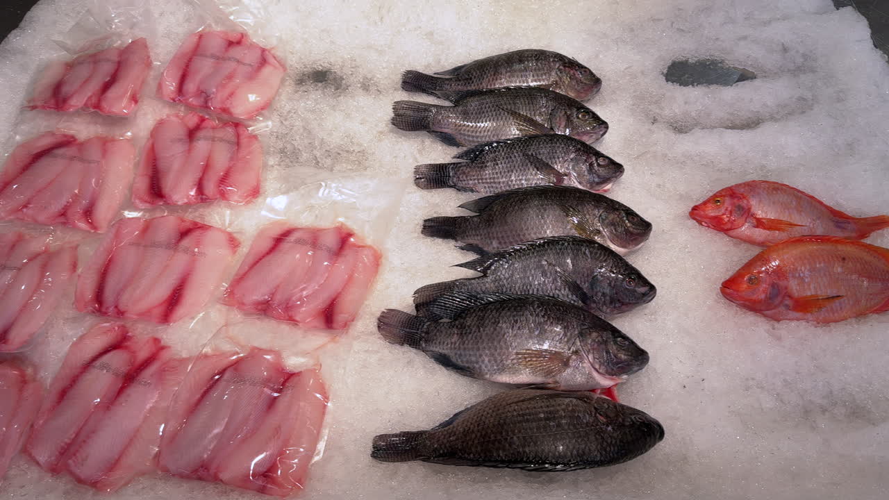 Display of Tilapia and Fillets on Ice