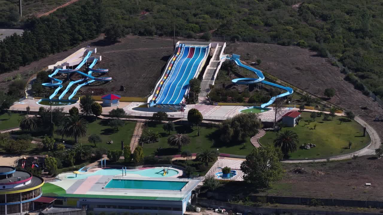 Empty aquapark on a sunny day