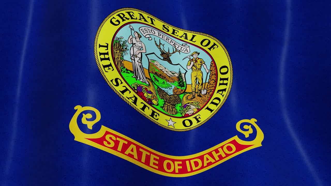 bandera de idaho bucle sin costuras en cámara lenta. bucle de animación 4k 3d.