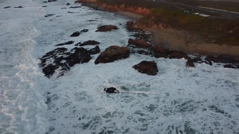 drone video of pescadero state beach rotating camera angle sunset 00000305a