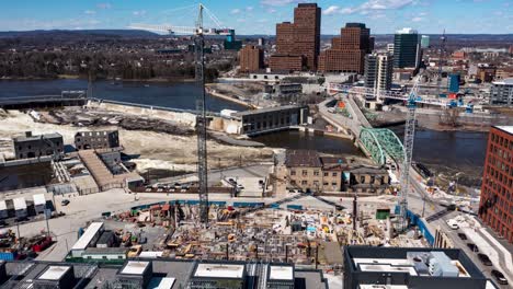 hiperlapso de construcción cerca de la presa chaudiere de ottawa en