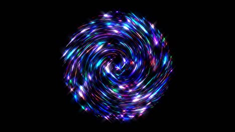 circle shape of dots wave motion, colorful, on black background