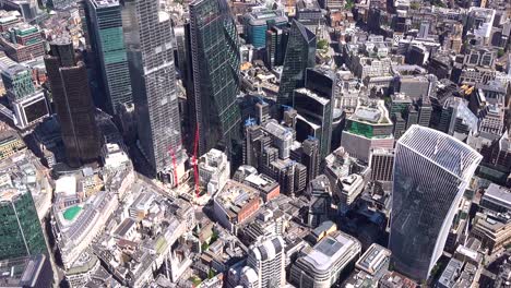 aerial view of the walkie talkie building, lloyds building and the city of london towers