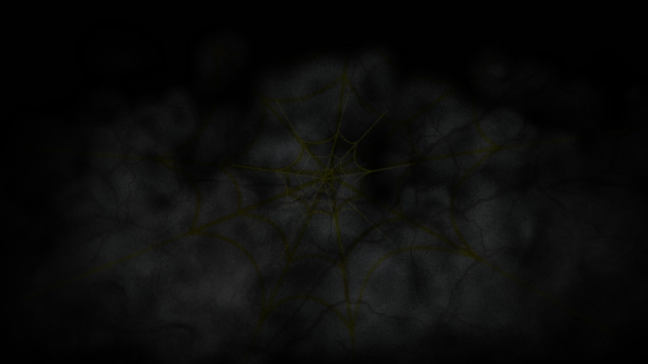 Halloween Animation mit Spinnennetz auf dunklem Hintergrund