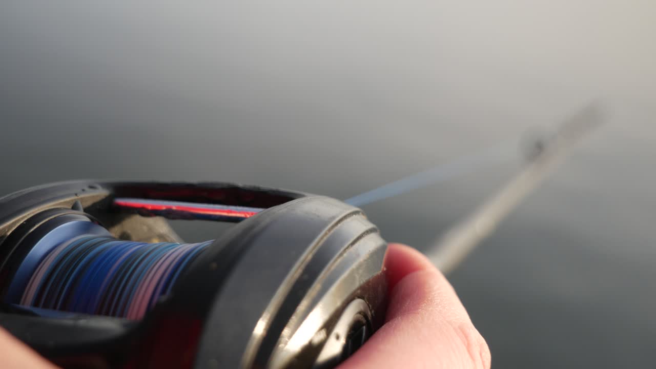 Close up of fishingrod near water