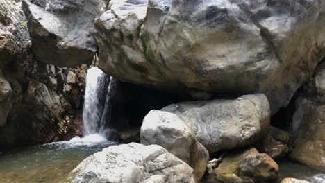 4K-Waterfall-at-Sarakina-Gorge,-Crete,-Greece