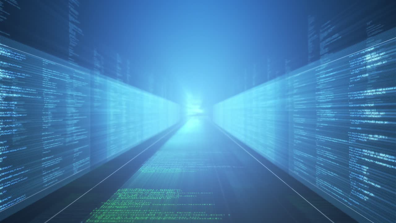 Animation of digital information on blue background