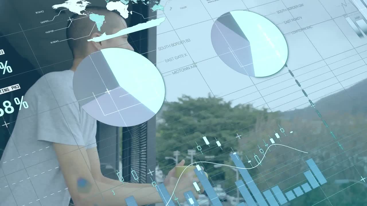 animación de estadísticas y procesamiento de datos sobre el hombre utilizando un teléfono inteligente