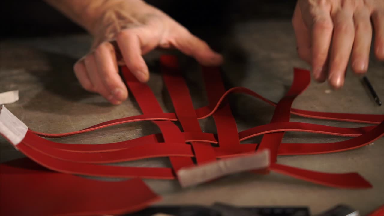 Handmade Red Leather Braiding