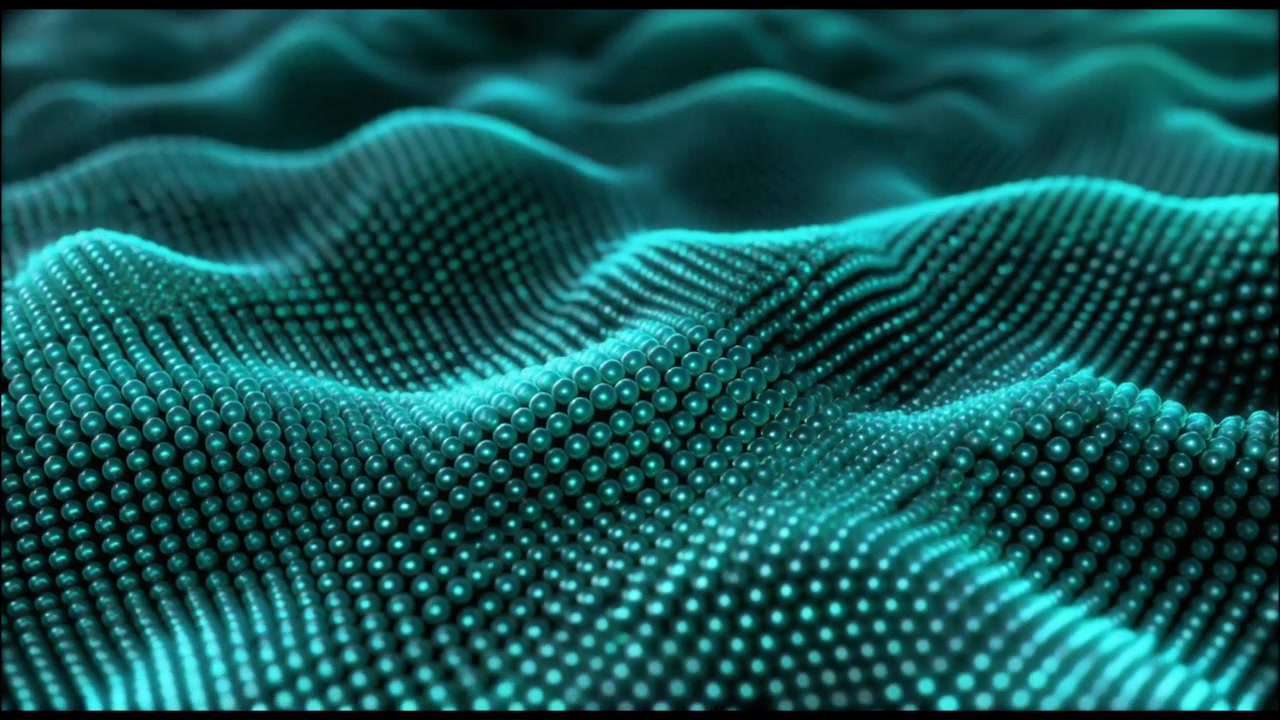 Abstract Teal Particle Wave Motion Background