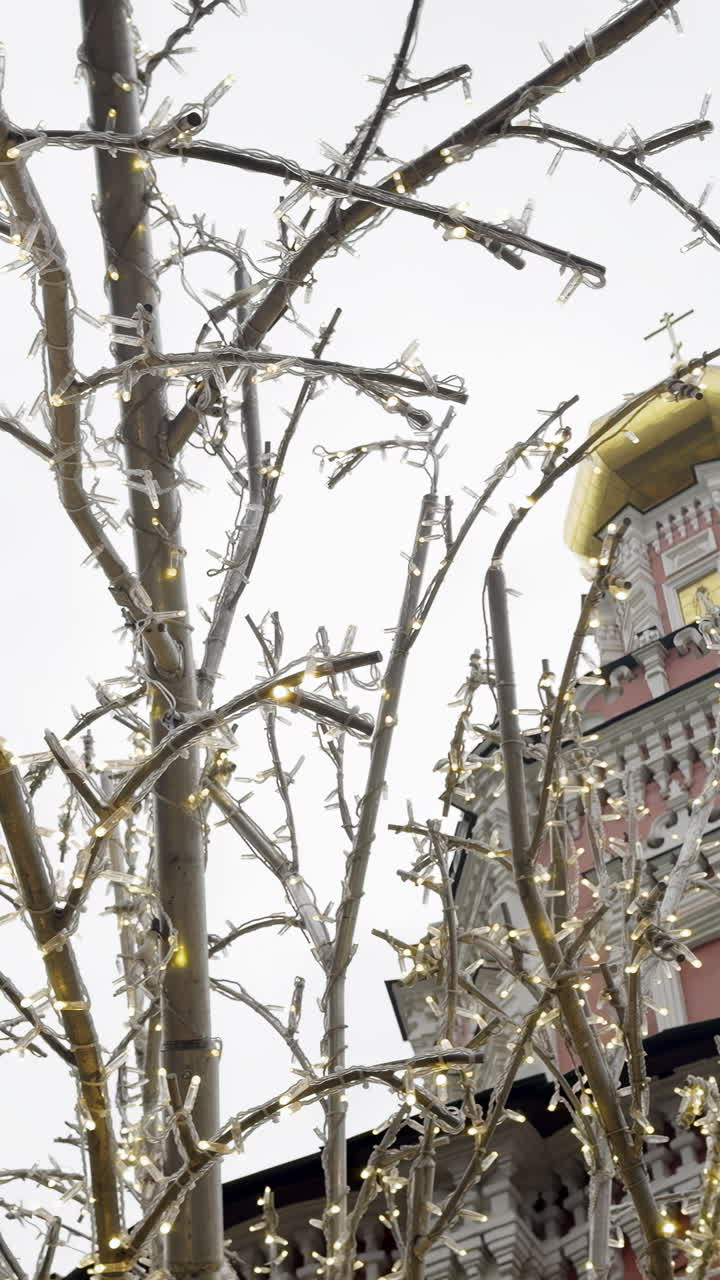 Christmas Decorations in front of a Russian Church
