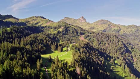 switzerland aerial panorama flumserberg sky and hike nature paradise forest