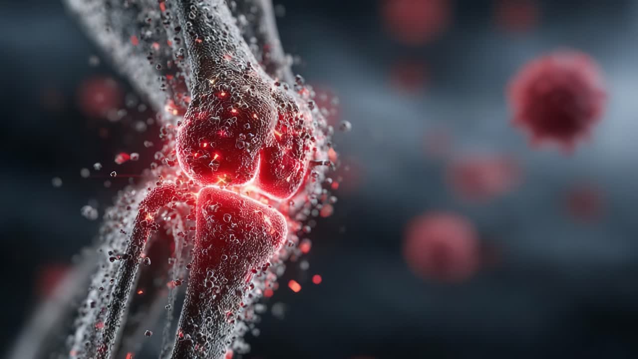 Esplorazione della salute delle articolazioni e dell'infiammazione: immagini visivamente accattivanti dell'articolazione del ginocchio umano che mostrano gli effetti del gonfiore e delle reazioni del corpo