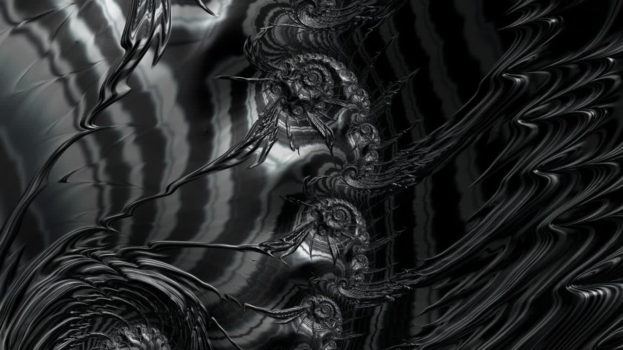Mandelbrot fraktalmønster i flydende bevægelse til abstrakte, psykedeliske eller hypnotiske baggrunde for computergrafik, DJ's, liveoptrædener, koncerter og natklubber.