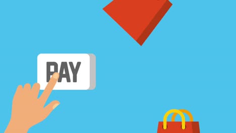 hand pay shopping online animation