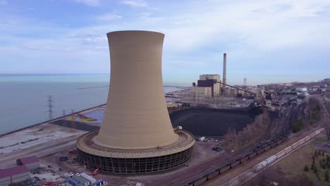 good aerial over a nuclear power plant on lake michigan 3