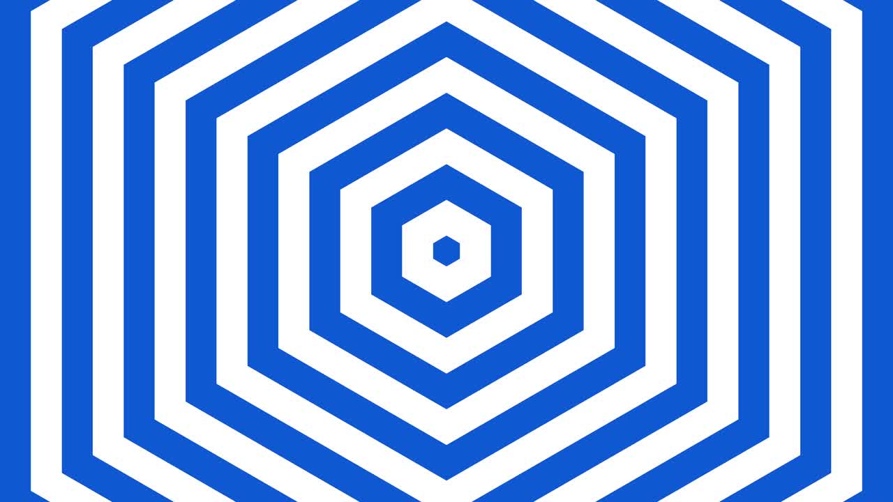 hypnotic slowly expanding hexagons Loop blue white