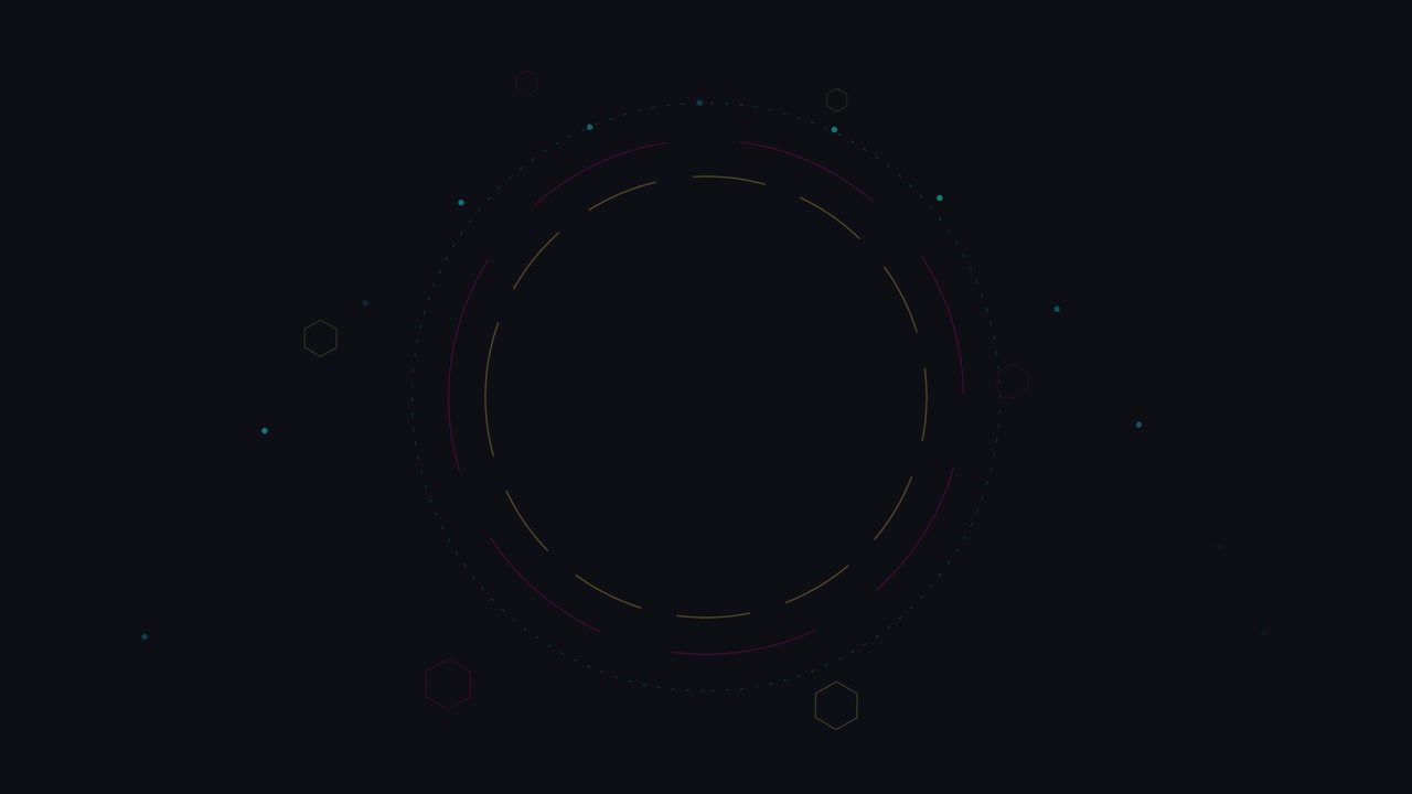 Abstract Digital HUD Interface with Rotating Circular Elements