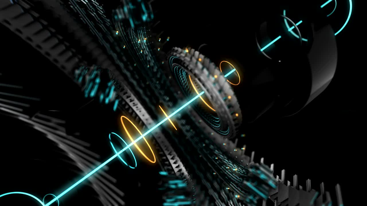3D Motion Graphic elements, abstract hi-tech circle, robotic mechanical gear UI. 4K Loop