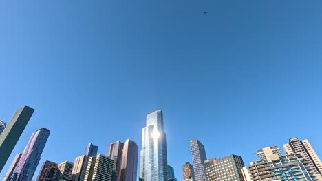 city skyline with tall buildings and clear sky