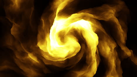 espiral cautivadora de humo amarillo y negro en movimiento circular