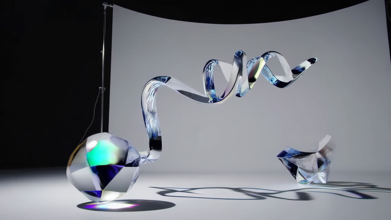 Abstract Glass Sculptures in a Studio Setting