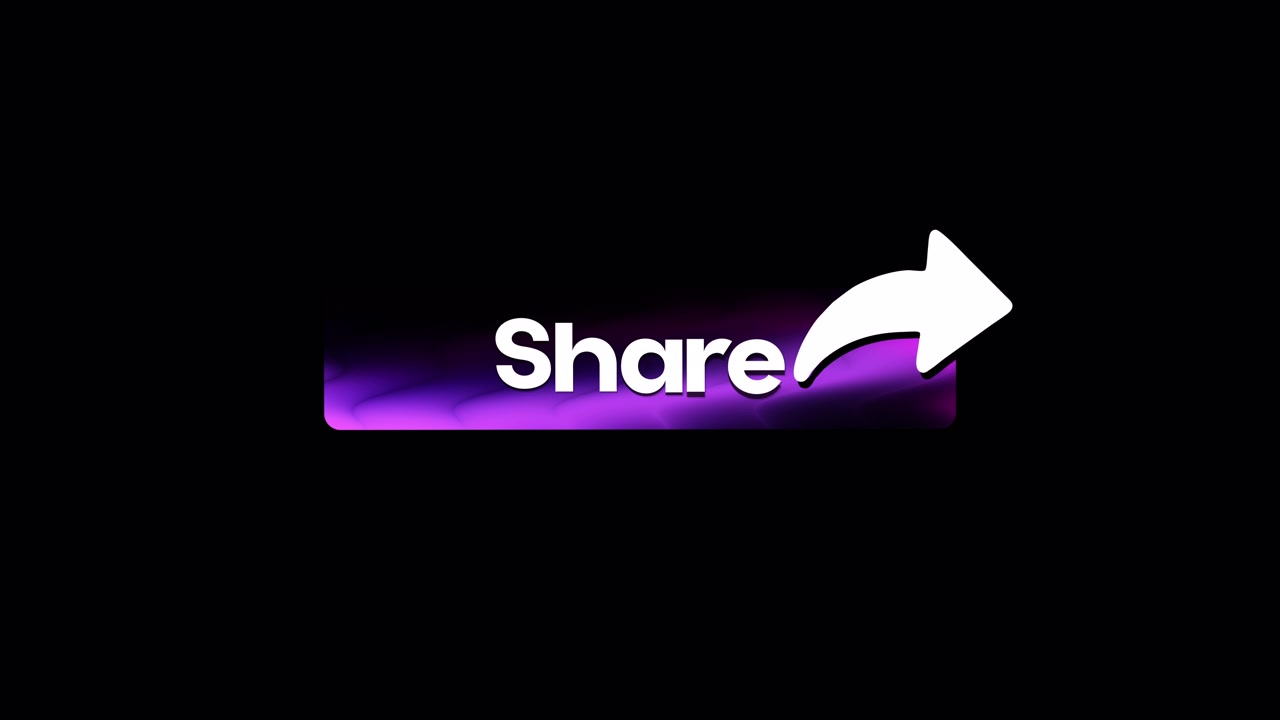 Animated Share Button with Purple Glow and Arrow on Black Background