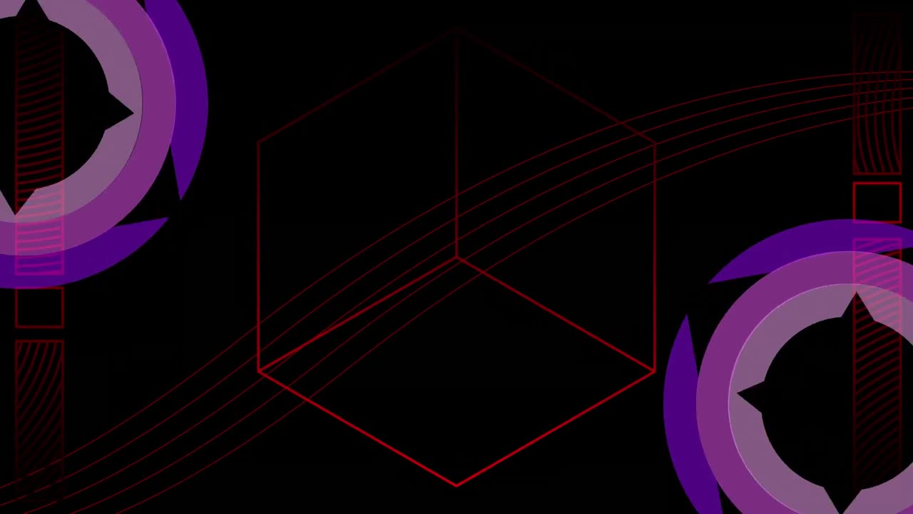 Animation of geometrical shapes over dark background