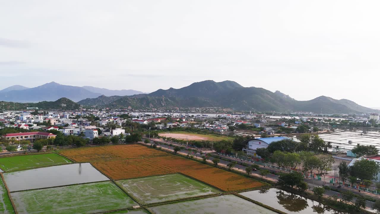 Aerial View Jib of the Mountain in Phan Rang–Tháp Chàm in the Morning.