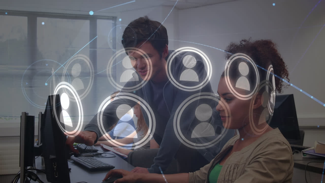 animación de una red de conexiones entre diversos grupos de empresarios