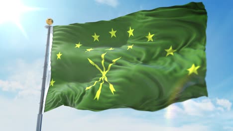 4k-Ilustración-3d-De-La-Bandera-Ondeante-En-Un-Poste-Del-País-Adygea