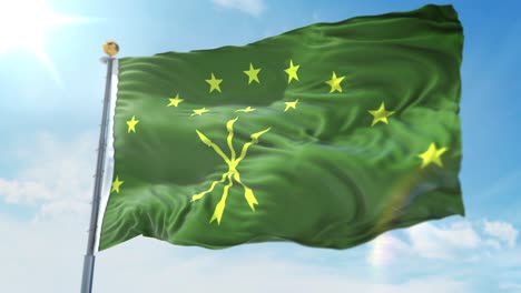 4k ilustración 3d de la bandera ondeante en un poste del país adygea