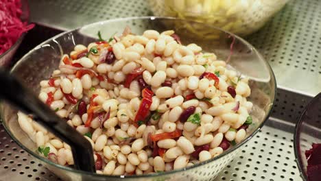 white bean and red bean salad display