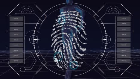 animation of data processing over biometric fingerprint