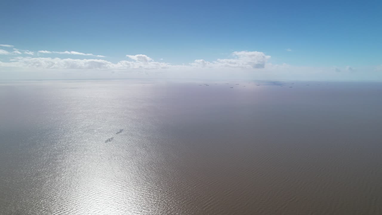 아르헨티나의 타 라라 해안의 공중 파노라마 뷰