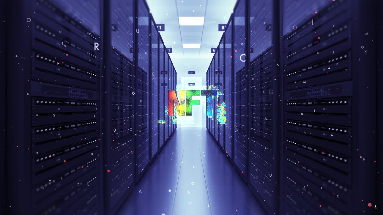 NFT Crypto Art Sign In Datacenter. Collectible Art.