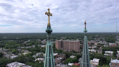 k drone savannah georgia historic church cathedral fly