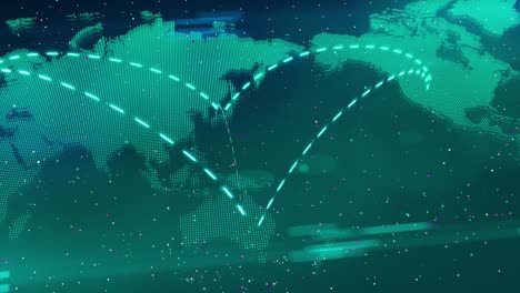mapa del mundo animación de conexión a la red digital