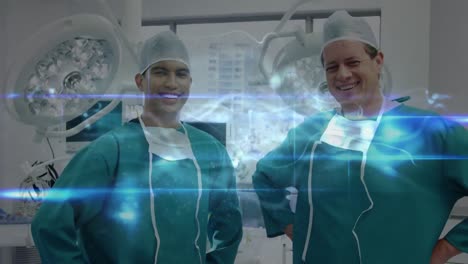 Animation-with-smiling-caucasian-male-surgeons-in-operating-room