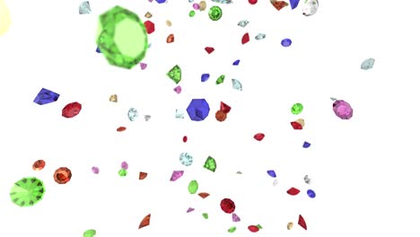 gemas diamantes piedras preciosas rubíes piedras cayendo en cámara lenta fondo de la boda 4k
