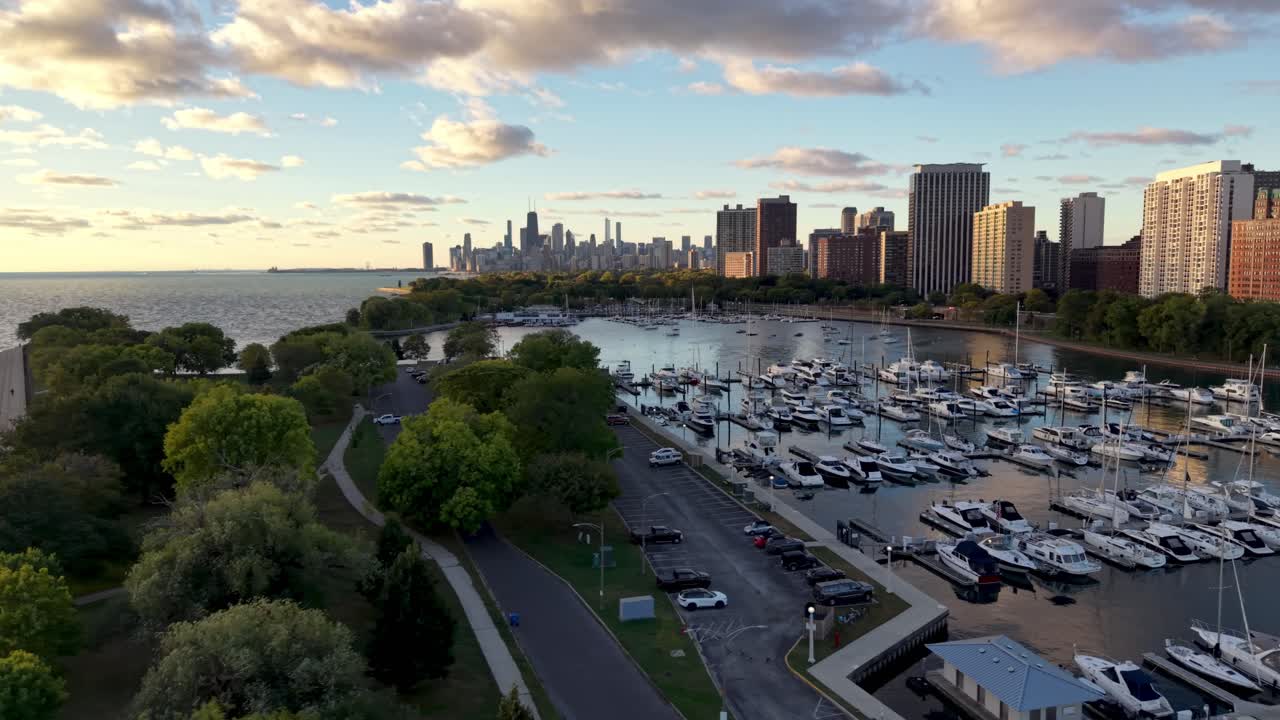 low angle approach to Chicago Illinois Skyline