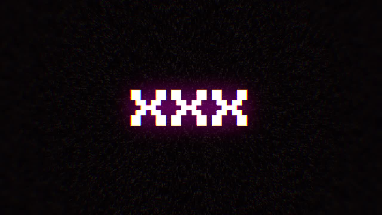 Intentional digital artifact injection fx animation, decoding a noisy scambled 8-bit text: xxx