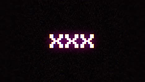 intentional digital artifact injection fx animation, decoding a noisy scambled 8-bit text: xxx