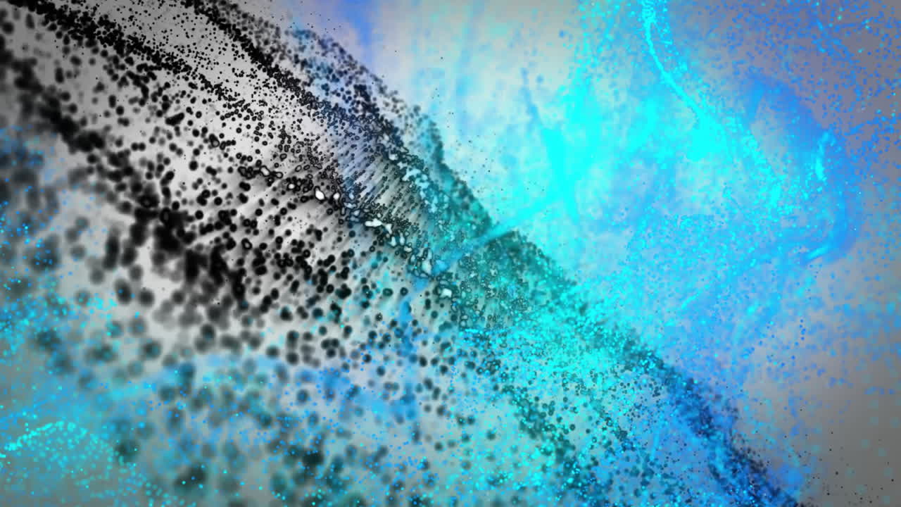 Animation of black and blue spots on white background