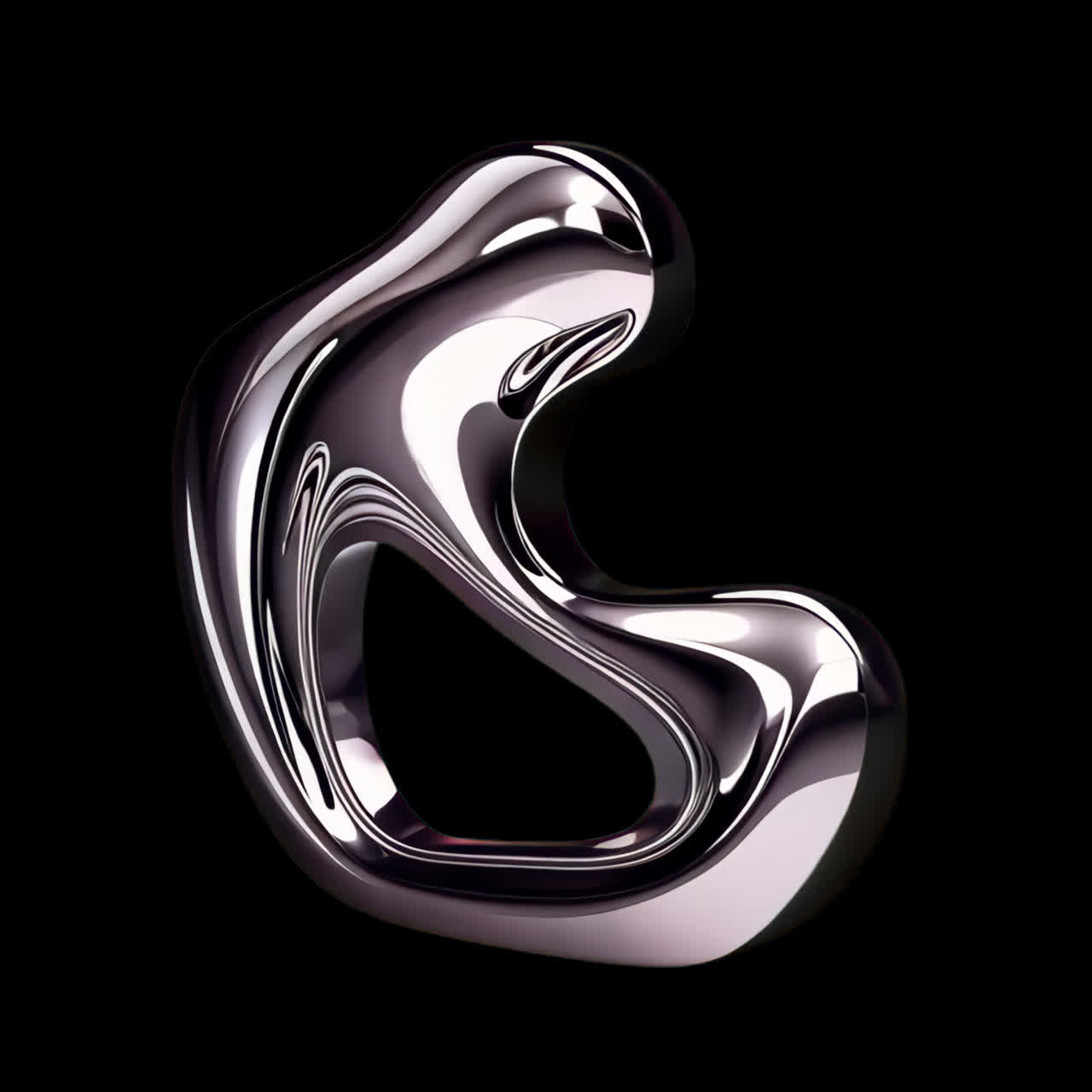 Chrome 3d shape animation isolated asset, transparent 4K video, alpha channel, ProRes 4444