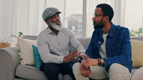 conversation, relax and man with his senior father