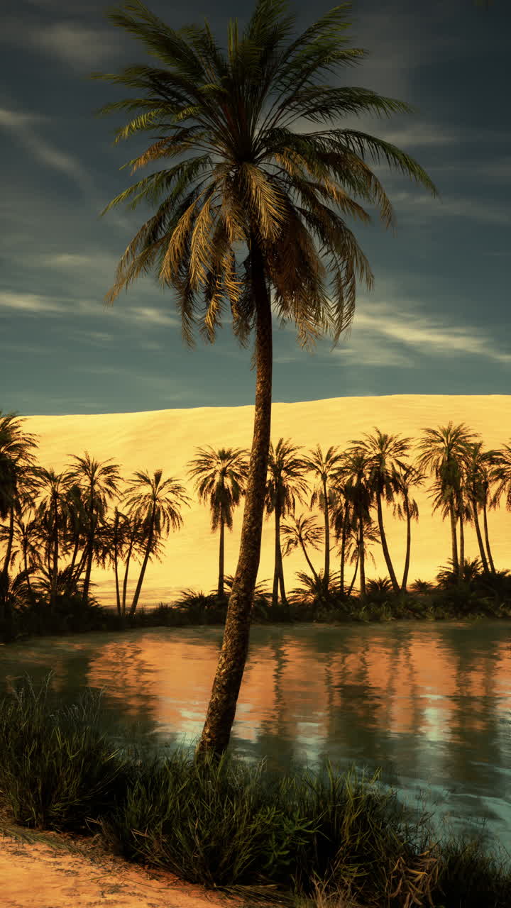 Palm tree by water